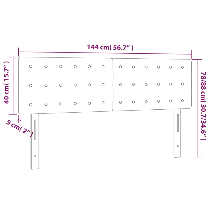 Hoofdbord LED 144x5x78/88 cm stof crèmekleurig