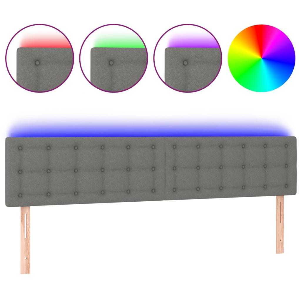 Hoofdbord LED 160x5x78/88 cm stof donkergrijs