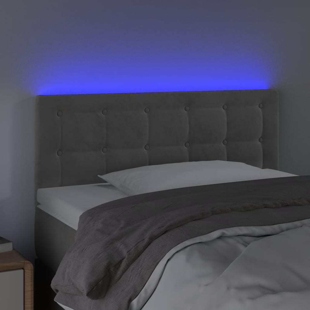 Hoofdbord LED 80x5x78/88 cm fluweel lichtgrijs