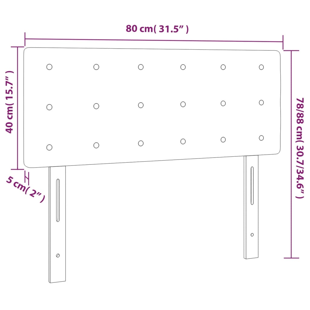 Hoofdbord LED 80x5x78/88 cm fluweel donkergrijs
