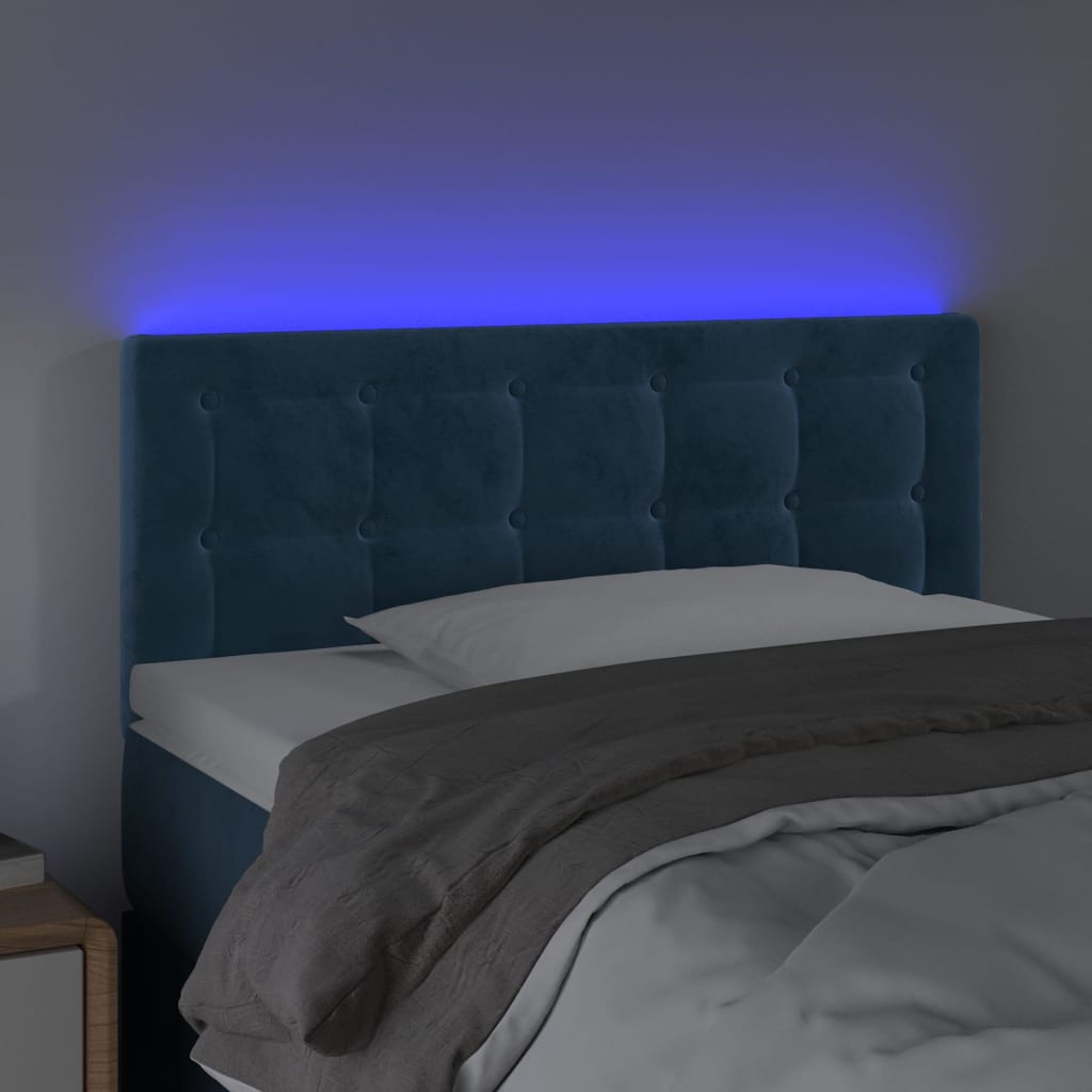 Hoofdbord LED 100x5x78/88 cm fluweel donkerblauw