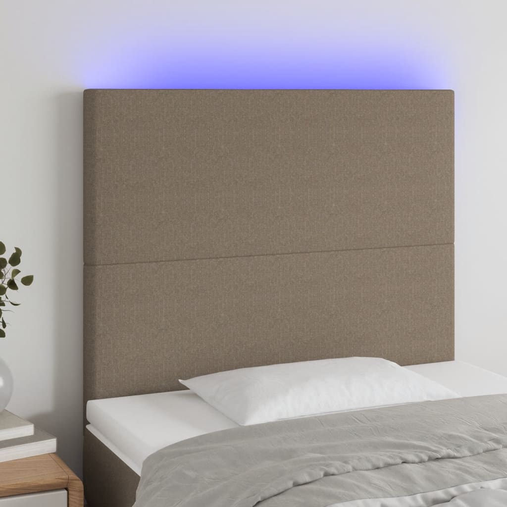 Hoofdbord LED 80x5x118/128 cm stof taupe