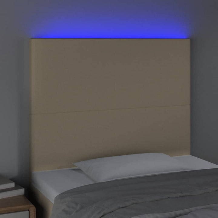 Hoofdbord LED 90x5x118/128 cm stof crèmekleurig