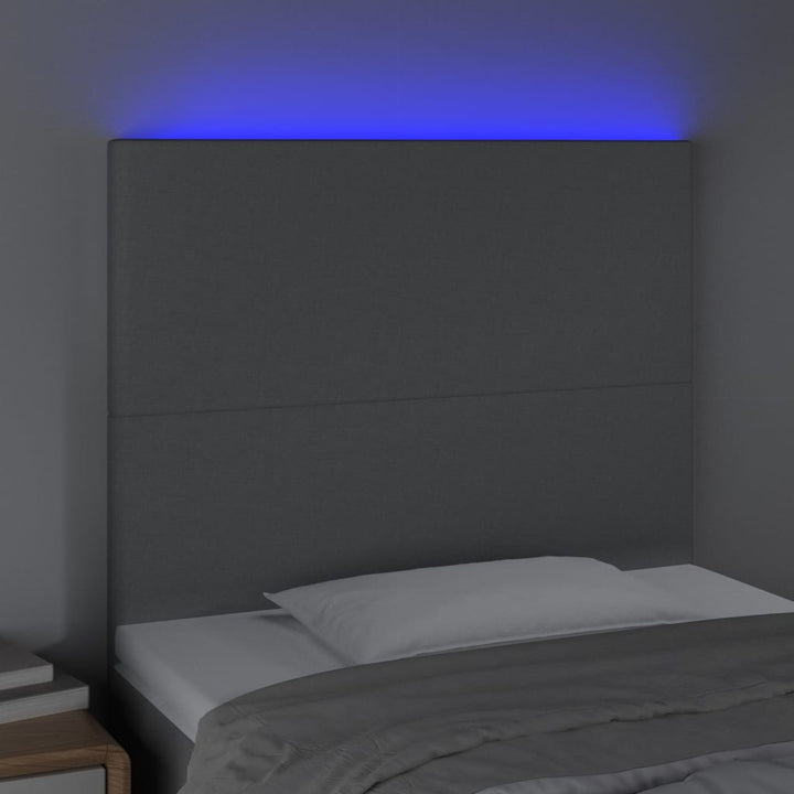Hoofdbord LED 100x5x118/128 cm stof lichtgrijs