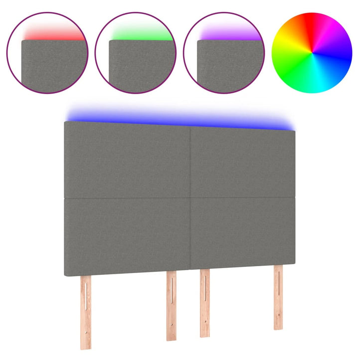 Hoofdbord LED 144x5x118/128 cm stof donkergrijs