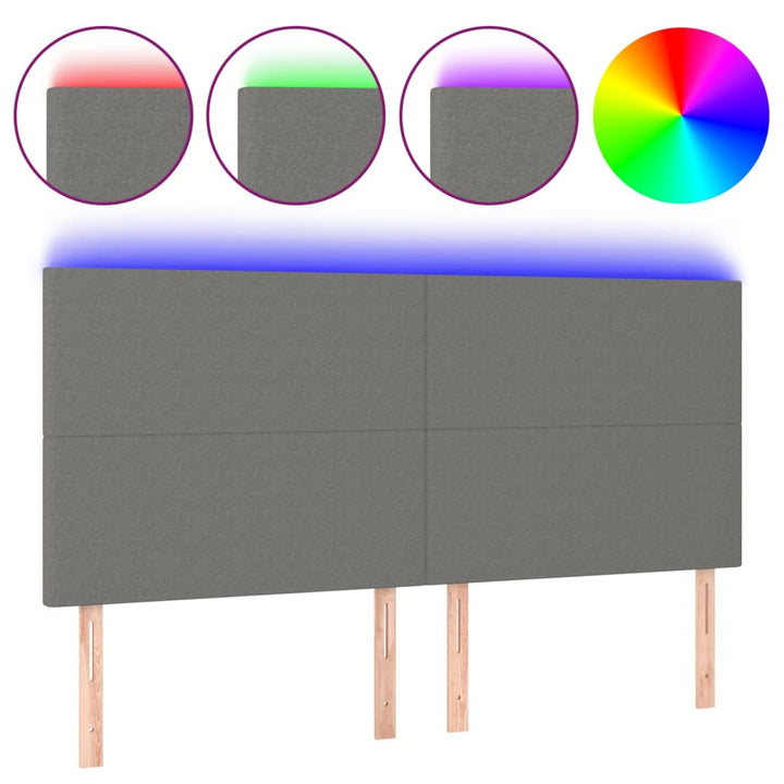 Hoofdbord LED 160x5x118/128 cm stof donkergrijs