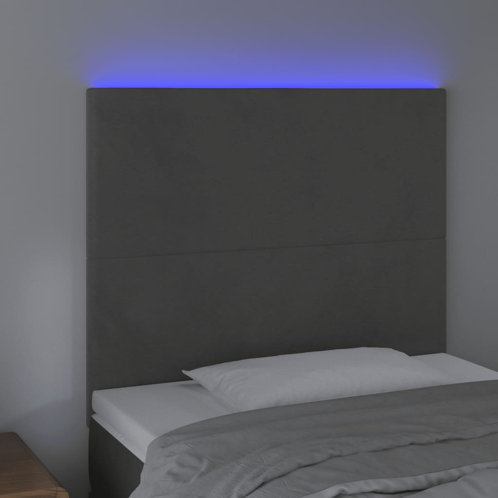 Hoofdbord LED 80x5x118/128 cm fluweel donkergrijs