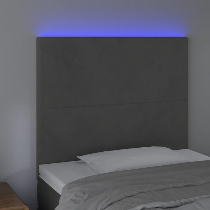 Hoofdbord LED 100x5x118/128 cm fluweel donkergrijs