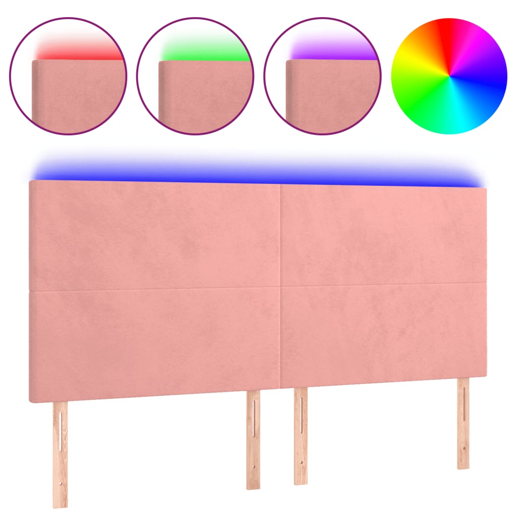 Hoofdbord LED 200x5x118/128 cm fluweel roze