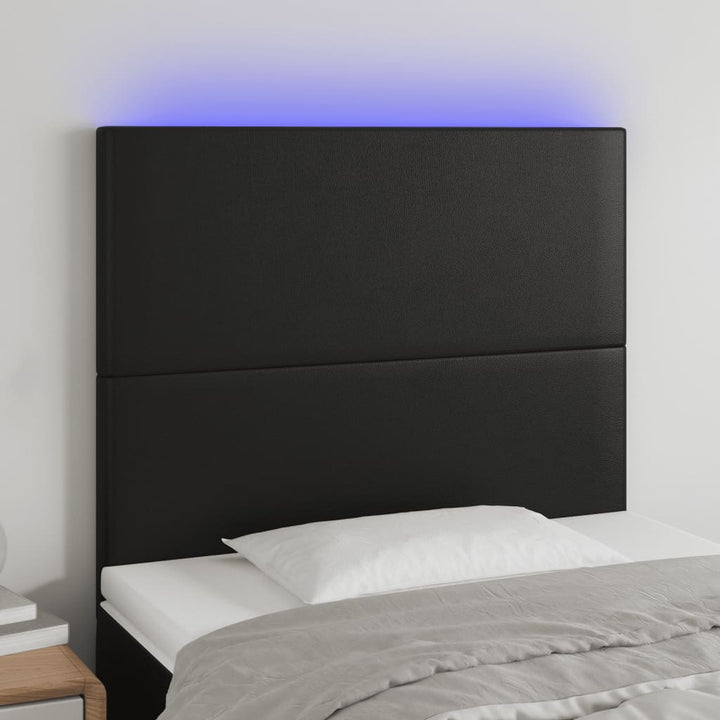 Hoofdbord LED 80x5x118/128 cm kunstleer zwart