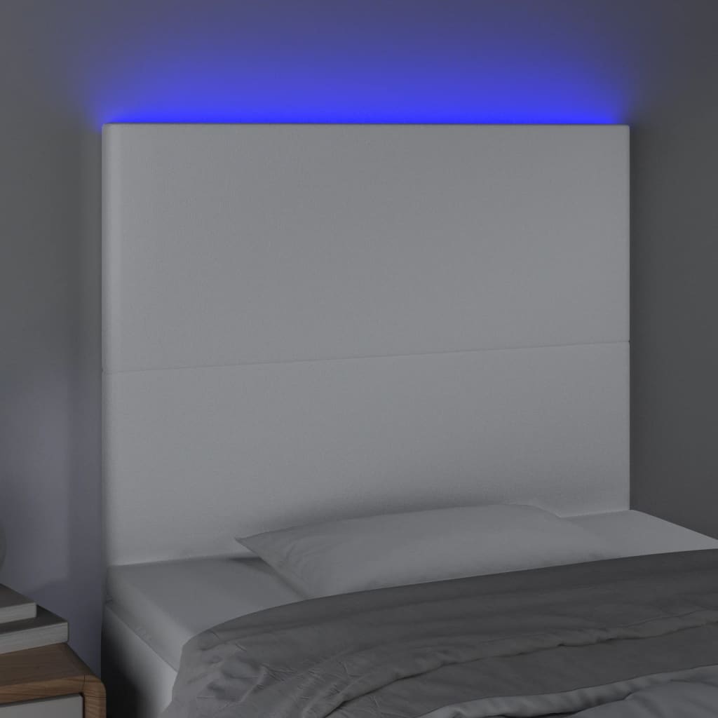 Hoofdbord LED 80x5x118/128 cm kunstleer wit
