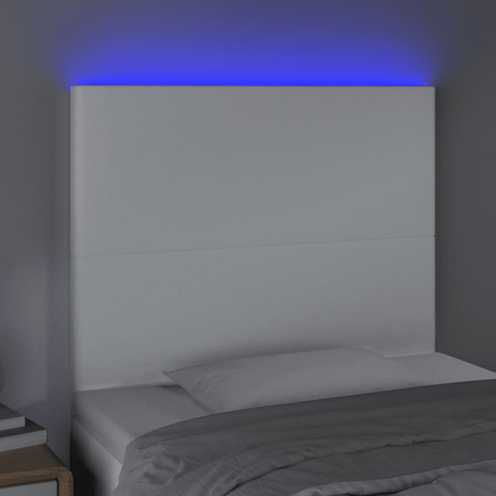 Hoofdbord LED 100x5x118/128 cm kunstleer wit