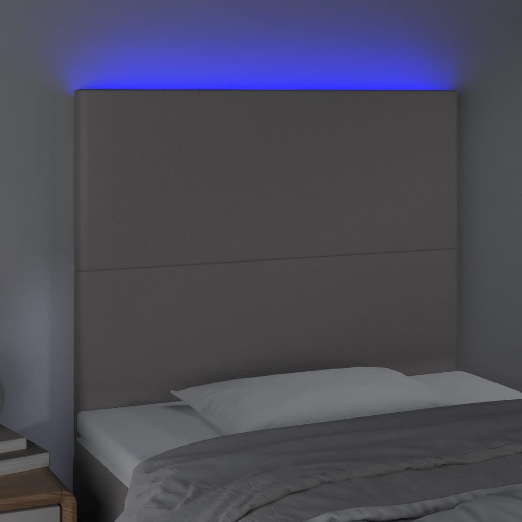 Hoofdbord LED 100x5x118/128 cm kunstleer grijs