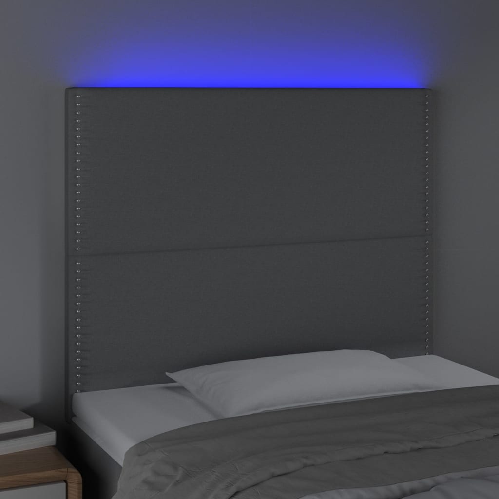 Hoofdbord LED 80x5x118/128 cm stof lichtgrijs