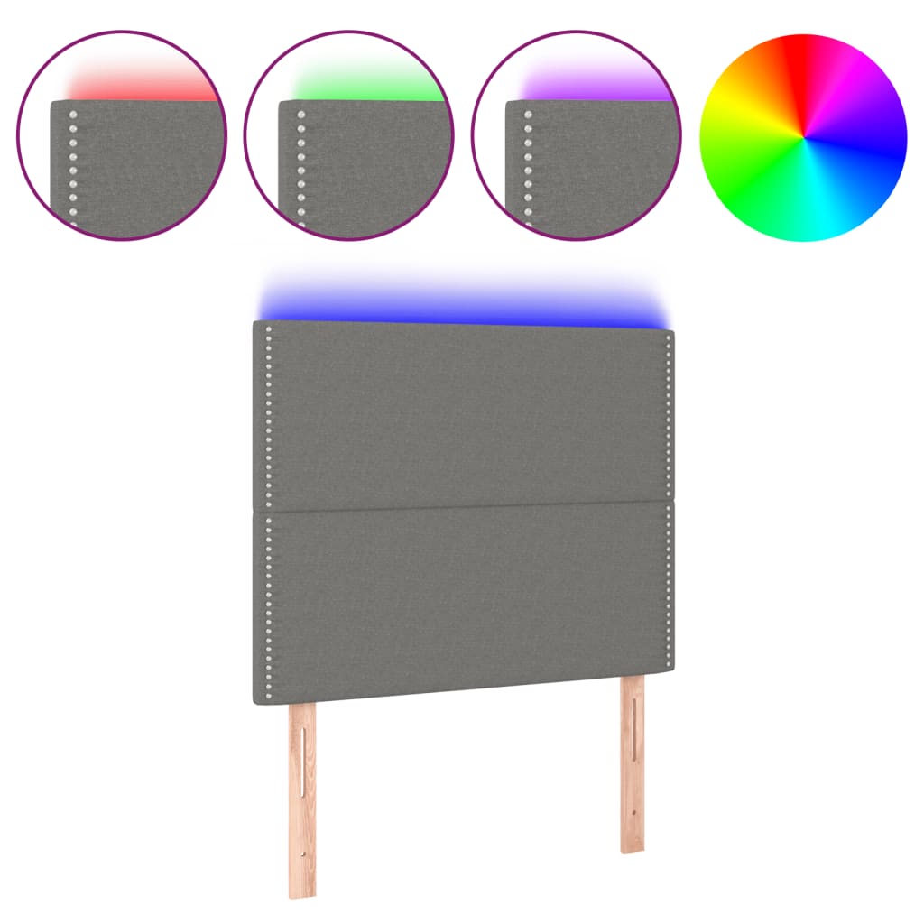 Hoofdbord LED 80x5x118/128 cm stof donkergrijs