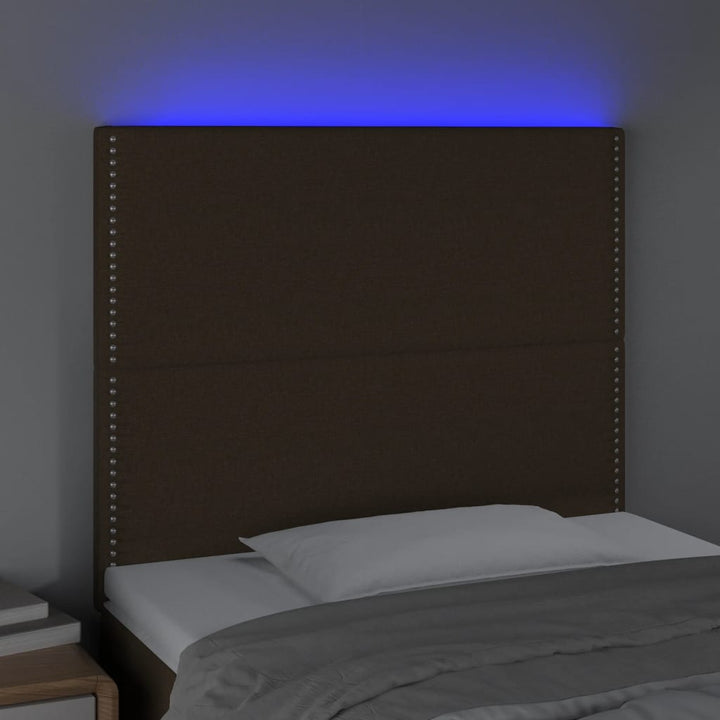 Hoofdbord LED 80x5x118/128 cm stof donkerbruin