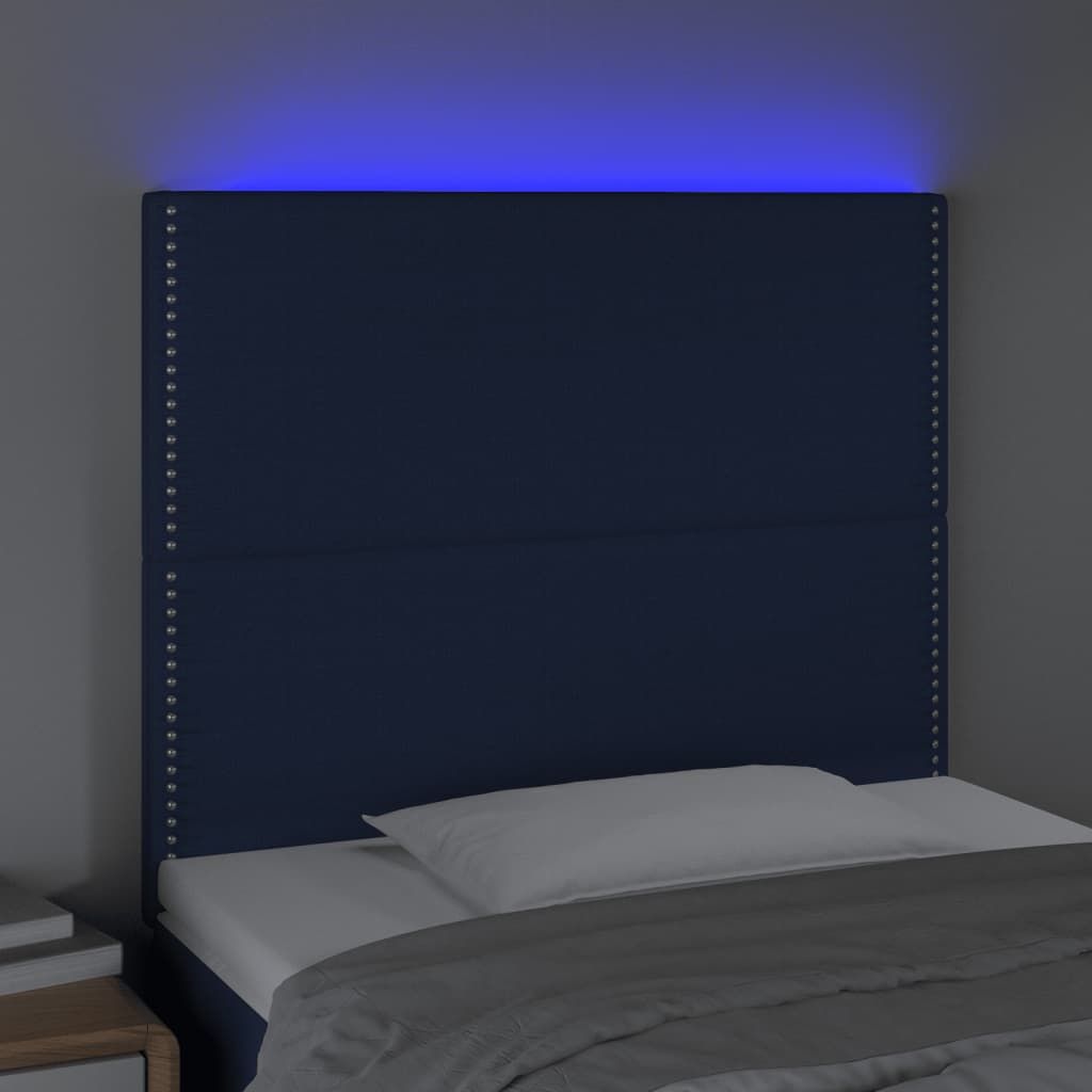 Hoofdbord LED 80x5x118/128 cm stof blauw