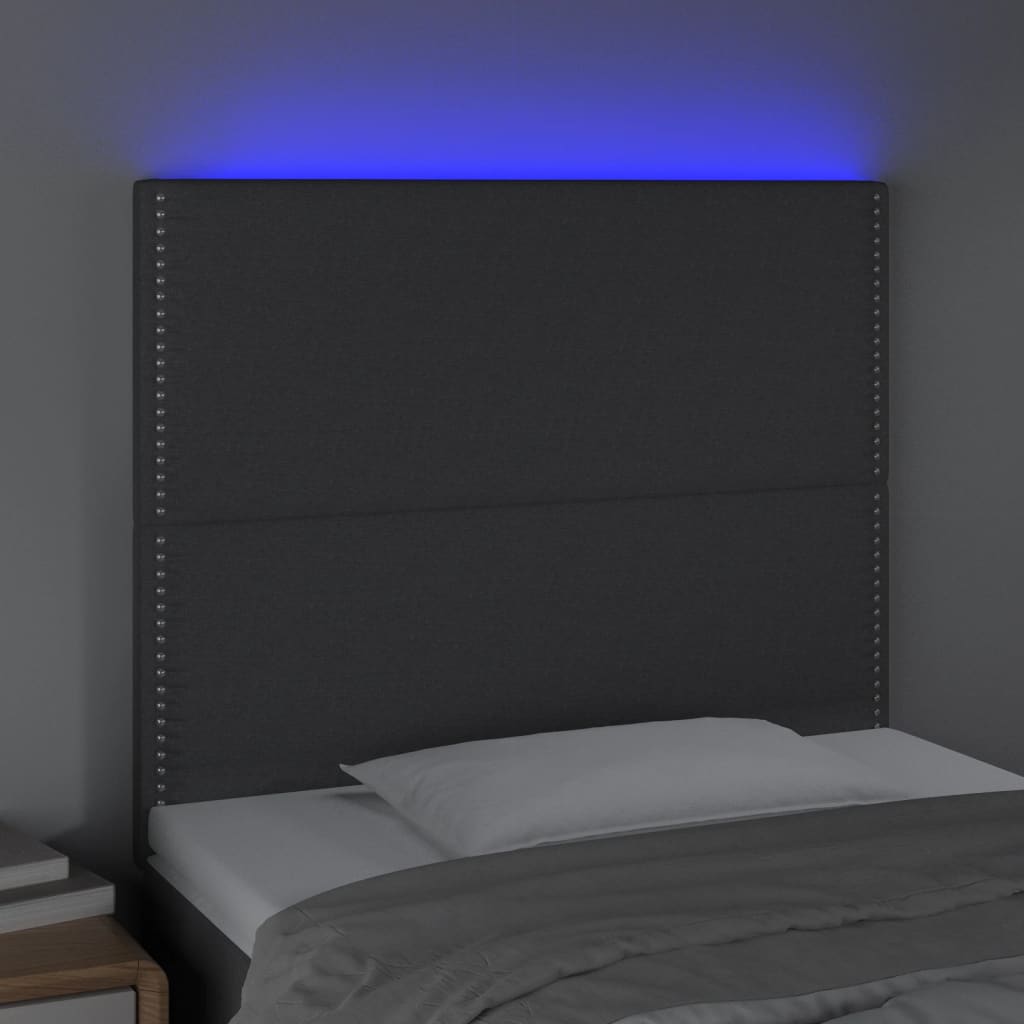 Hoofdbord LED 100x5x118/128 cm stof donkergrijs