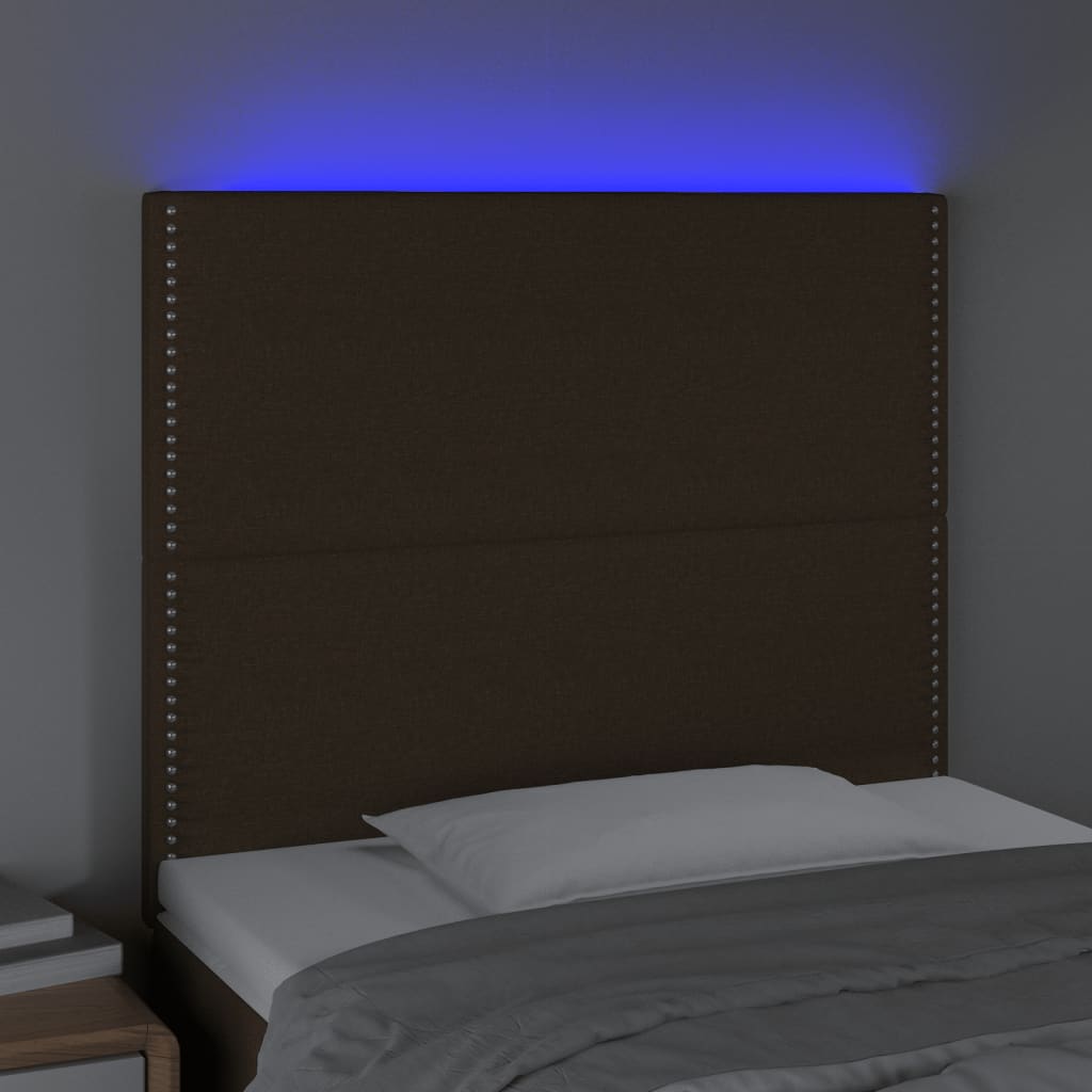 Hoofdbord LED 100x5x118/128 cm stof donkerbruin