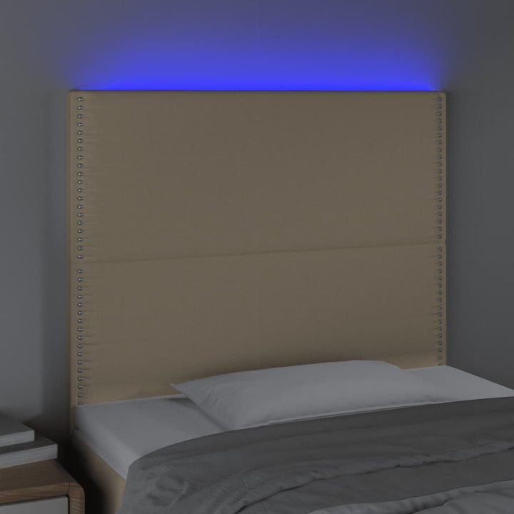 Hoofdbord LED 100x5x118/128 cm stof crèmekleurig