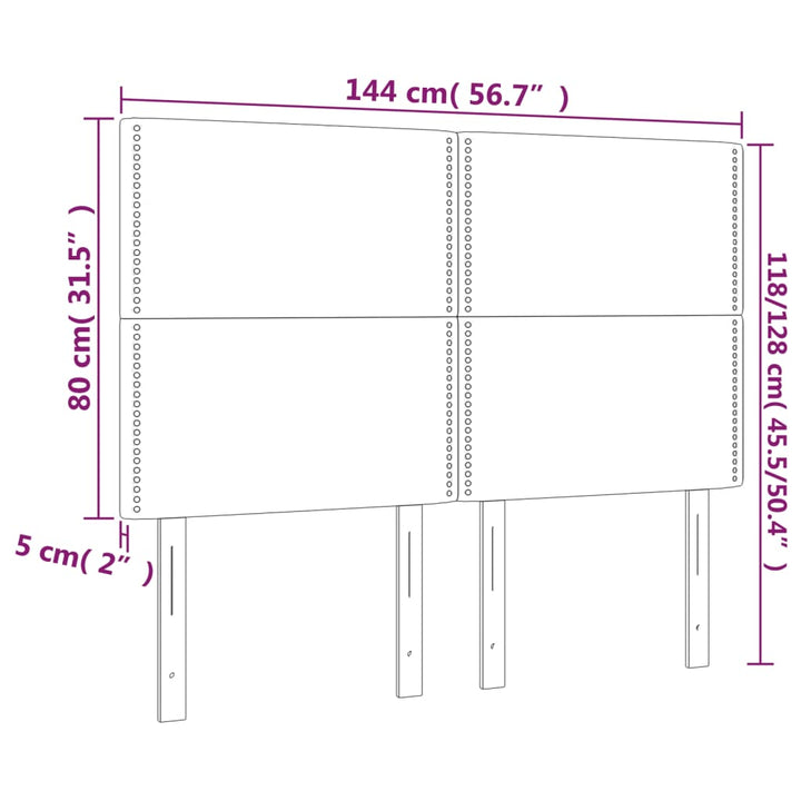 Hoofdbord LED 144x5x118/128 cm stof lichtgrijs