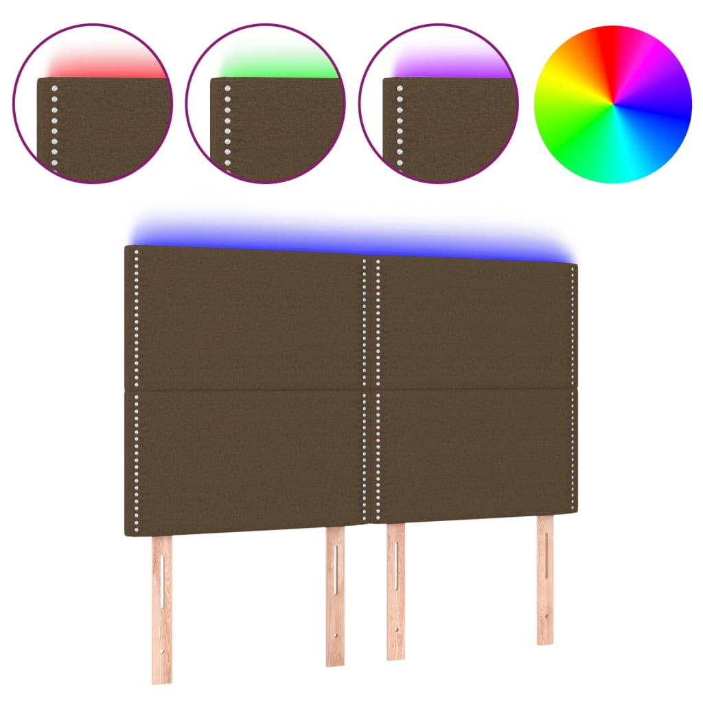 Hoofdbord LED 144x5x118/128 cm stof donkerbruin