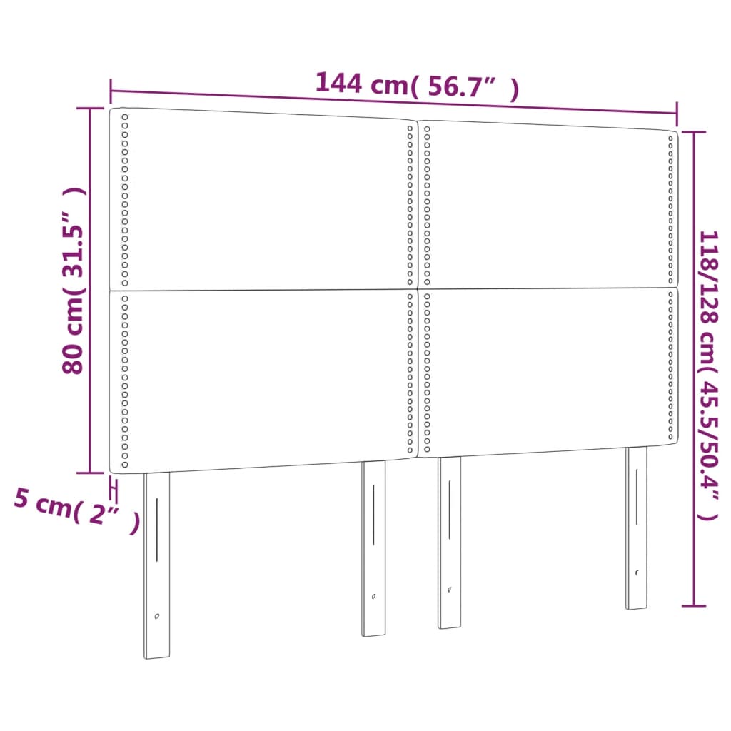 Hoofdbord LED 144x5x118/128 cm stof blauw