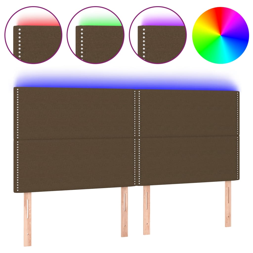 Hoofdbord LED 160x5x118/128 cm stof donkerbruin