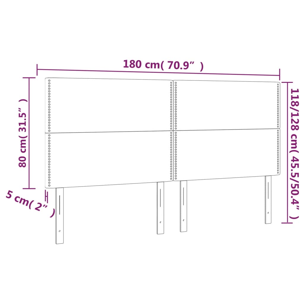 Hoofdbord LED 180x5x118/128 cm stof donkergrijs