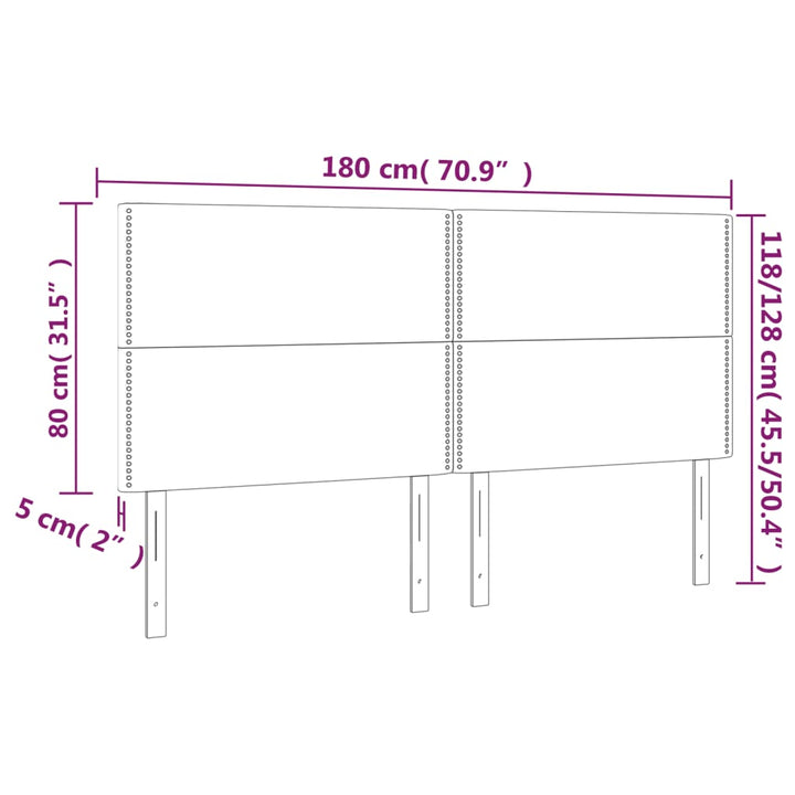 Hoofdbord LED 180x5x118/128 cm stof zwart