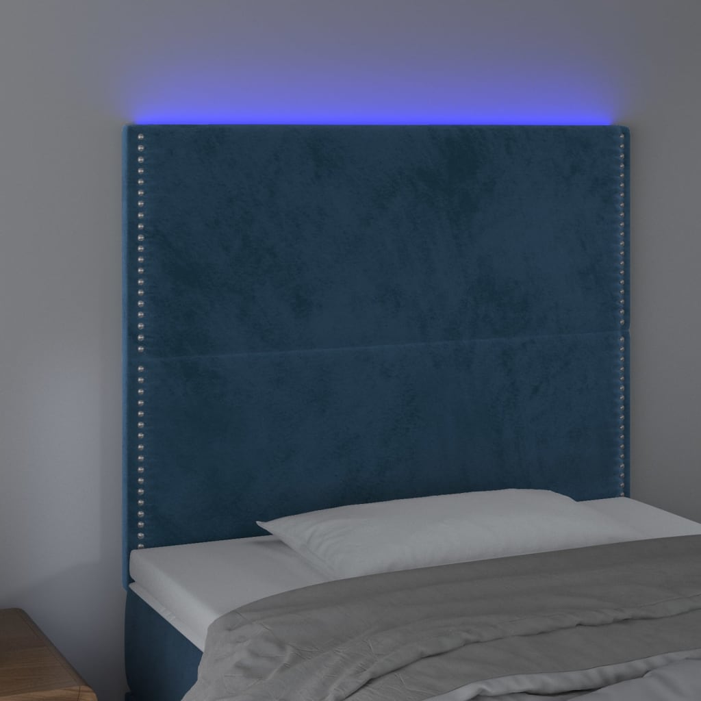 Hoofdbord LED 80x5x118/128 cm fluweel donkerblauw