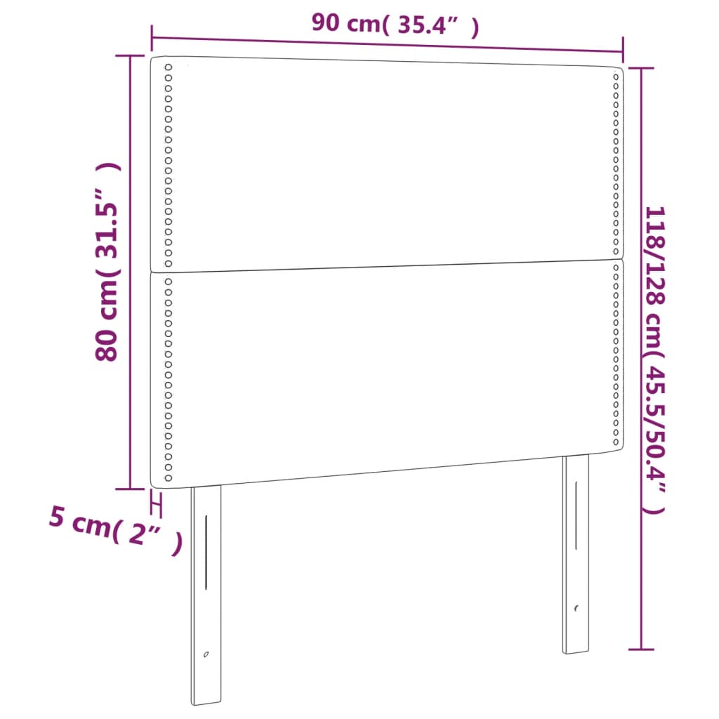 Hoofdbord LED 90x5x118/128 cm fluweel zwart