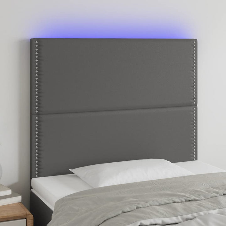 Hoofdbord LED 80x5x118/128 cm kunstleer grijs