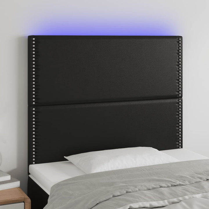 Hoofdbord LED 100x5x118/128 cm kunstleer zwart