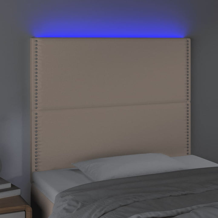Hoofdbord LED 100x5x118/128 cm kunstleer cappuccinokleurig