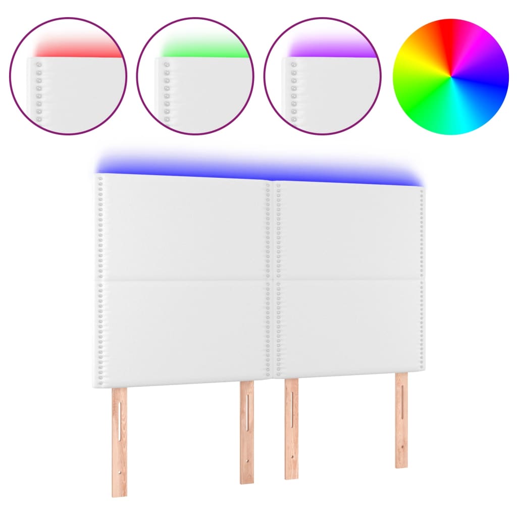 Hoofdbord LED 144x5x118/128 cm kunstleer wit