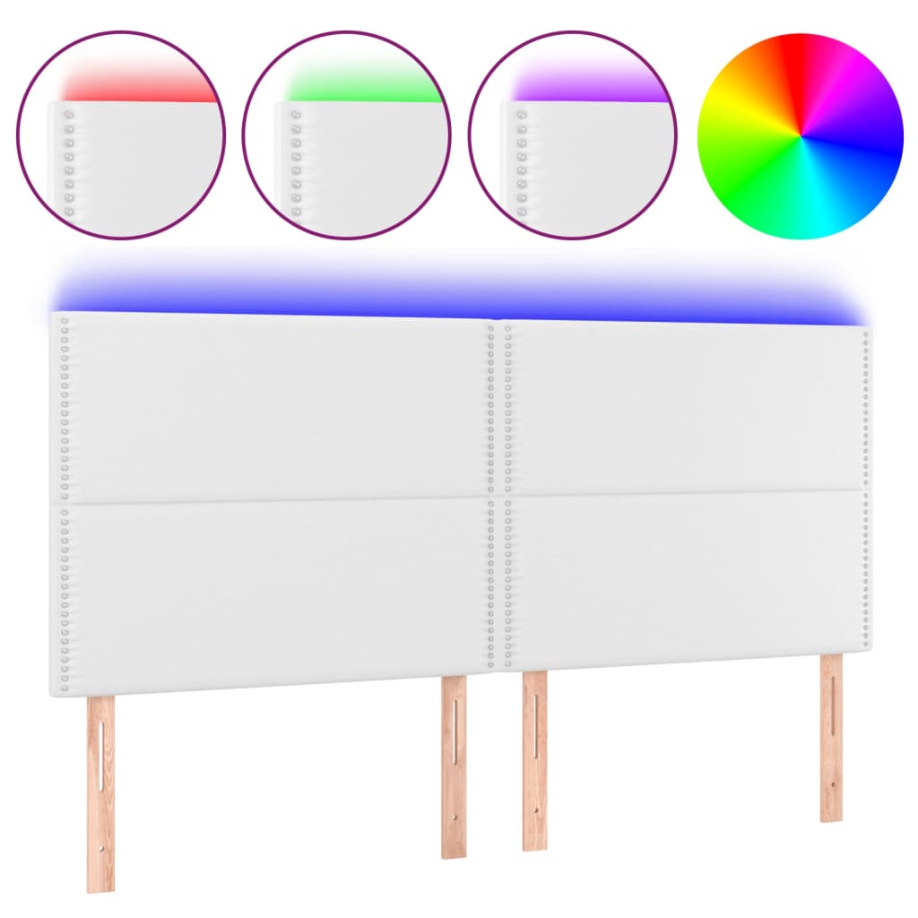 Hoofdbord LED 160x5x118/128 cm kunstleer wit