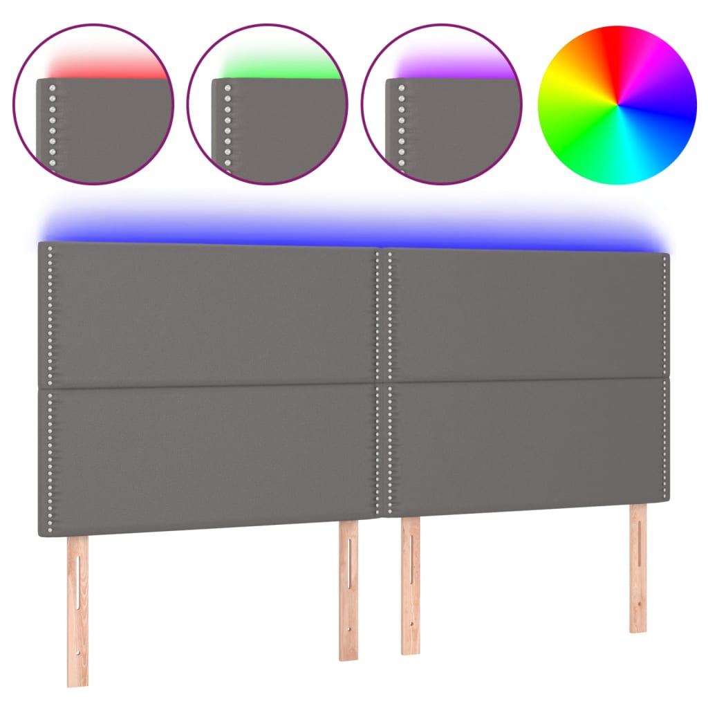 Hoofdbord LED 160x5x118/128 cm kunstleer grijs