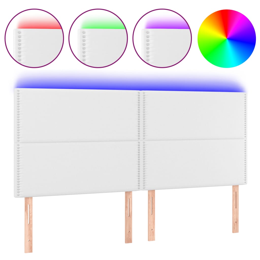 Hoofdbord LED 200x5x118/128 cm kunstleer wit