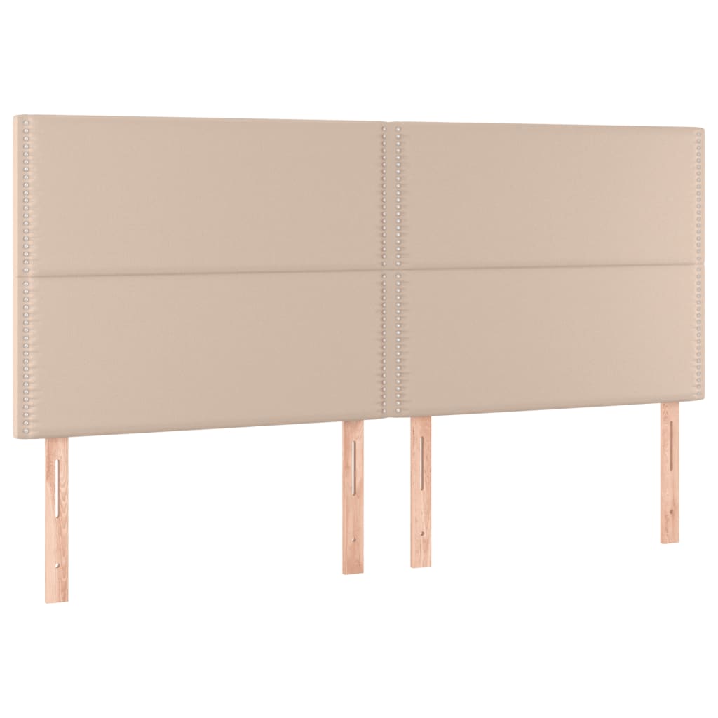 Hoofdbord LED 200x5x118/128 cm kunstleer cappuccinokleurig