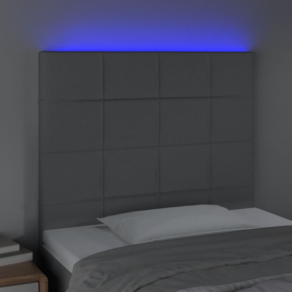 Hoofdbord LED 80x5x118/128 cm stof lichtgrijs
