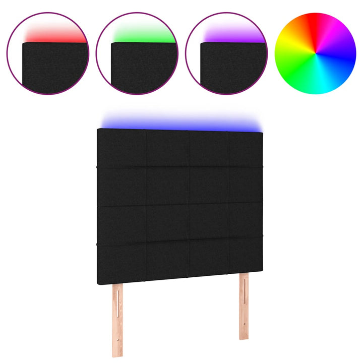 Hoofdbord LED 80x5x118/128 cm stof zwart