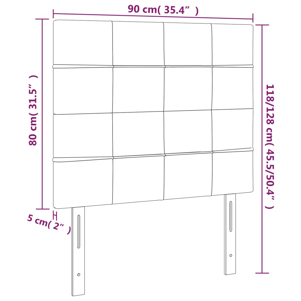 Hoofdbord LED 90x5x118/128 cm stof lichtgrijs