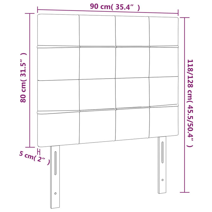 Hoofdbord LED 90x5x118/128 cm stof lichtgrijs