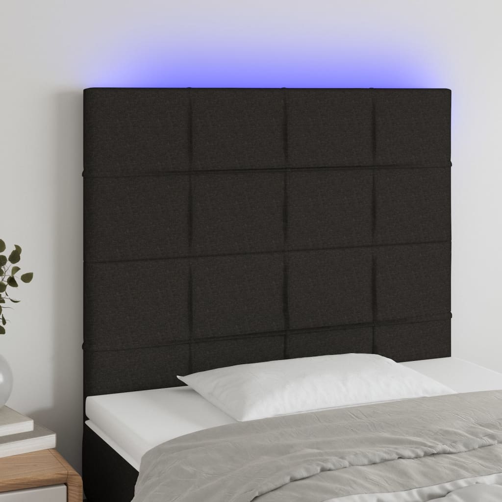 Hoofdbord LED 90x5x118/128 cm stof zwart