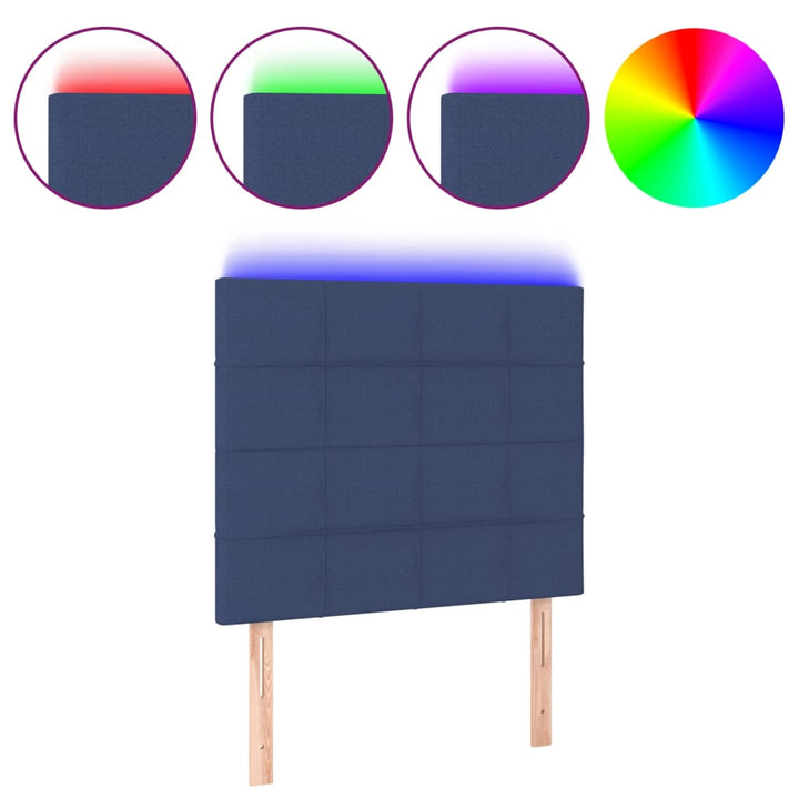 Hoofdbord LED 100x5x118/128 cm stof blauw