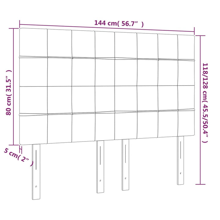 Hoofdbord LED 144x5x118/128 cm stof zwart