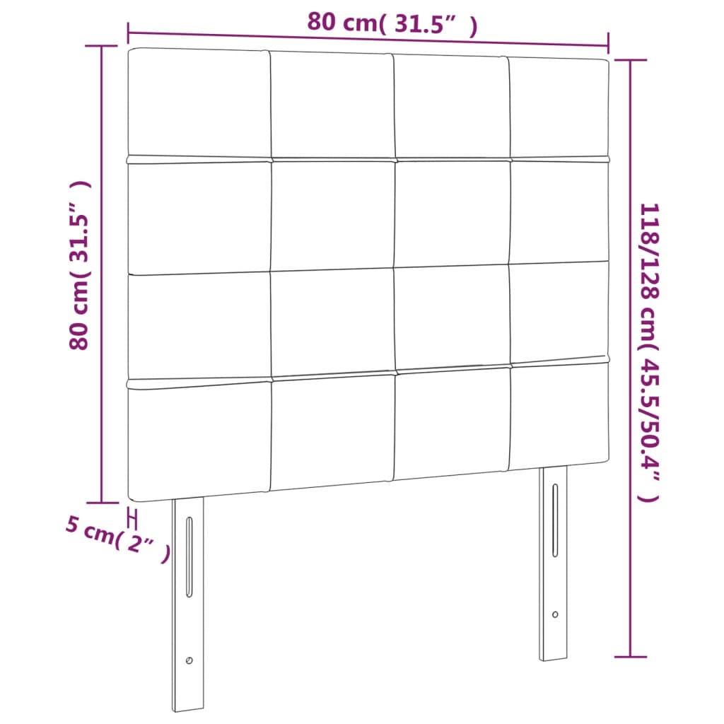 Hoofdbord LED 80x5x118/128 cm fluweel lichtgrijs