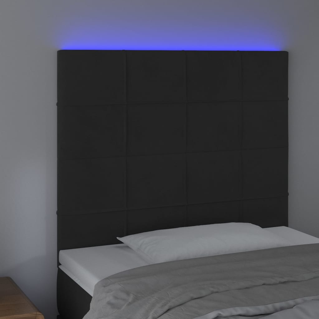 Hoofdbord LED 80x5x118/128 cm fluweel zwart