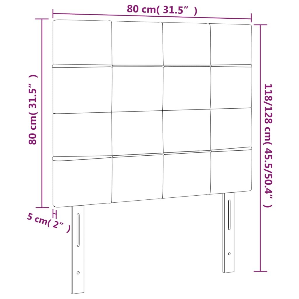 Hoofdbord LED 80x5x118/128 cm fluweel zwart